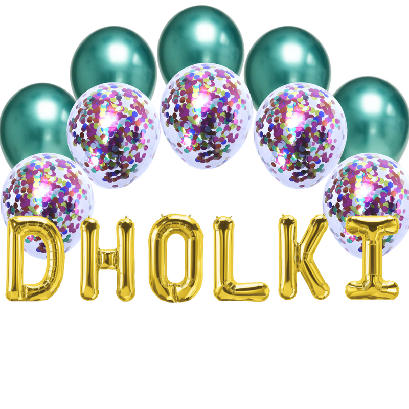 Balloon Bundle - Dholki - Gold & Green