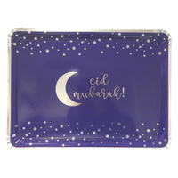 Eid Mubarak Serving Trays (3pk) - Blue & Silver