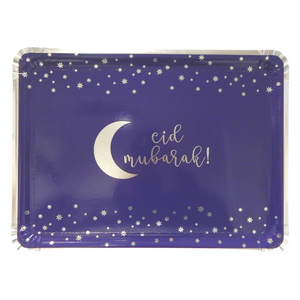 Eid Mubarak Serving Trays (3pk) - Blue & Silver