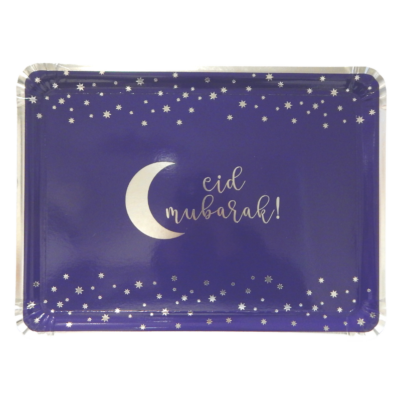 Eid Mubarak Serving Trays (3pk) - Blue & Silver