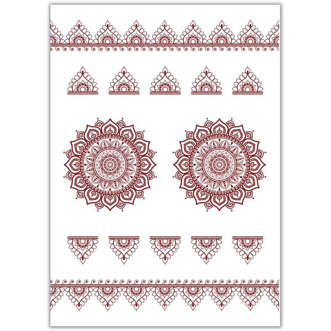 Henna Mehndi Tattoo Sheet - Paisley Mandala 1