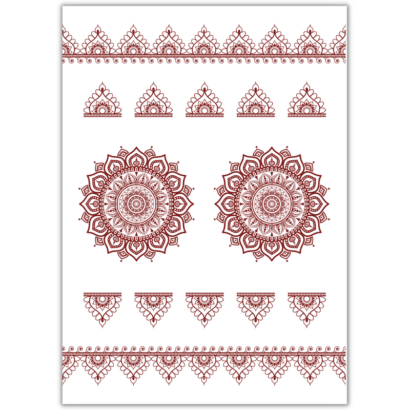 Henna Mehndi Tattoo Sheet - Paisley Mandala 1