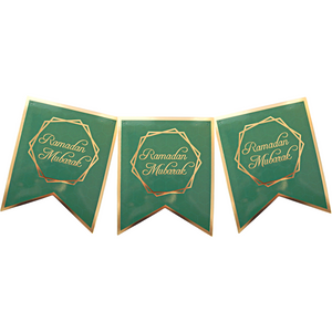 Ramadan Mubarak Party Banner - Green & Gold
