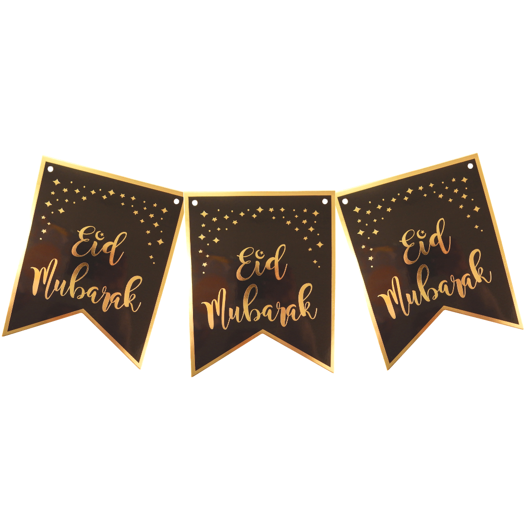 Eid Mubarak Banner - Black & Gold
