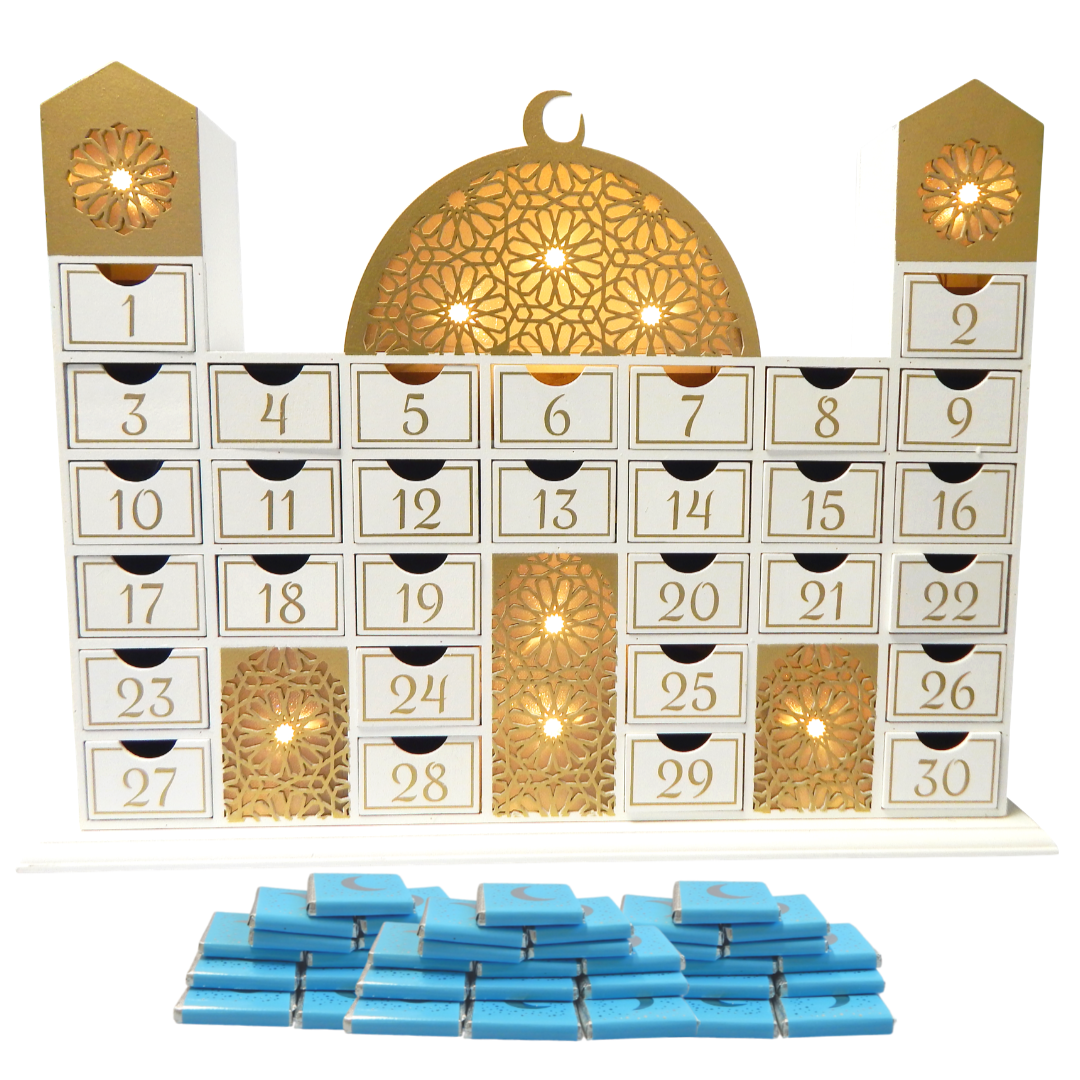 Ramadan Mosque Calendar & Chocolates (30pk) - Blue