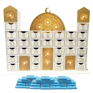 Ramadan Mosque Calendar & Chocolates (30pk) - Blue