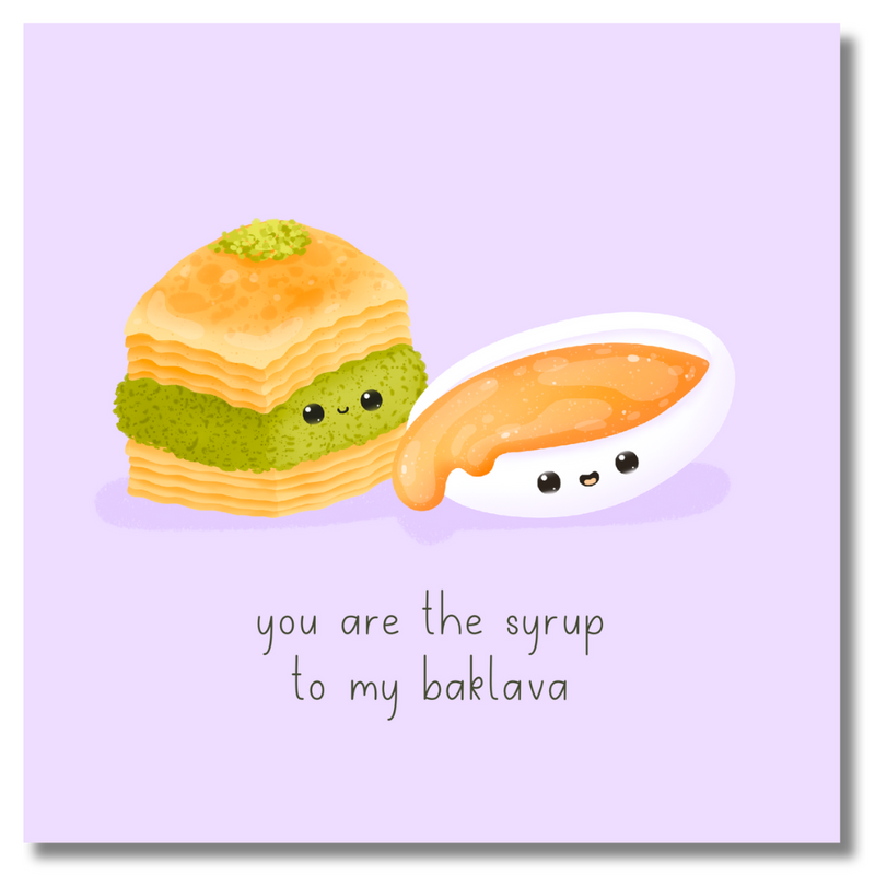 Food Couples Greeting Card - Baklava & Syrup