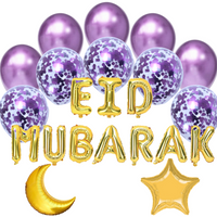 Balloon Bundle - Eid Mubarak - Gold & Purple