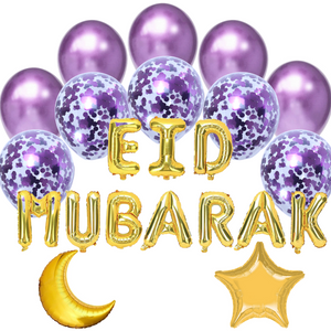 Balloon Bundle - Eid Mubarak - Gold & Purple