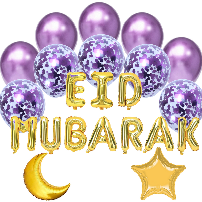Balloon Bundle - Eid Mubarak - Gold & Purple