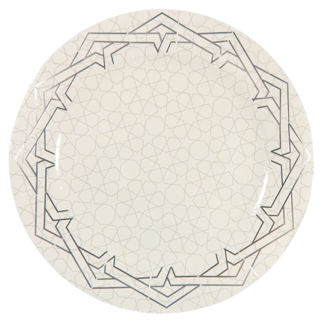 Geo Silver Large Charger Plates - 3 pack