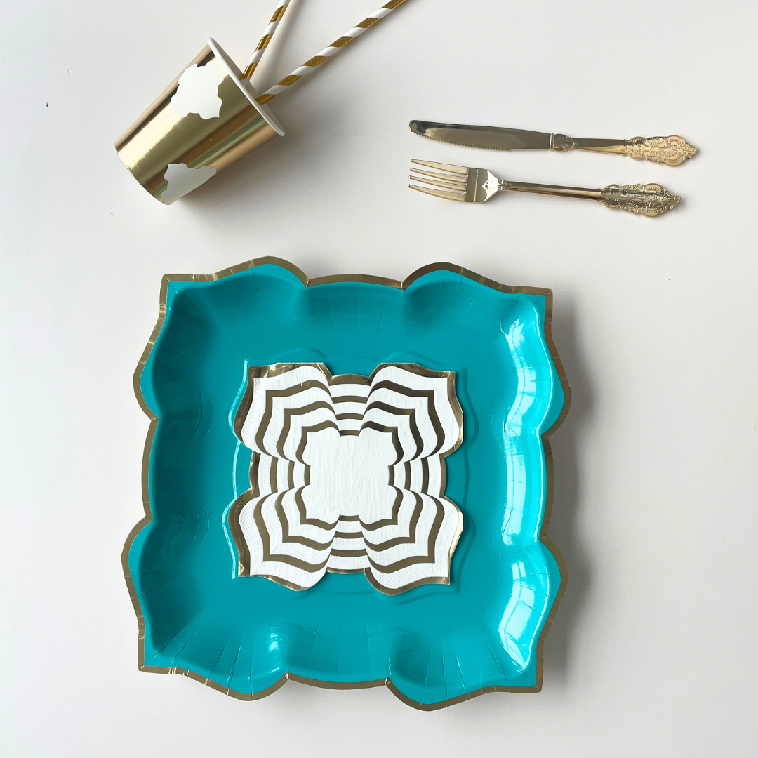 Lotus Large Party Plates (10pk) - Turquoise (Teal)