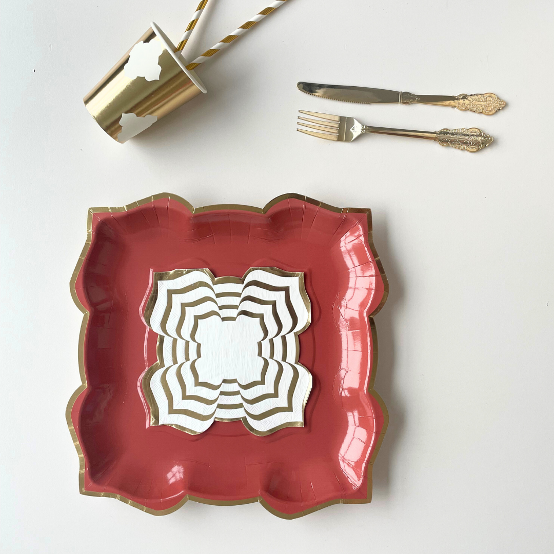 Lotus Large Party Plates (10pk) - Berry (Maroon)