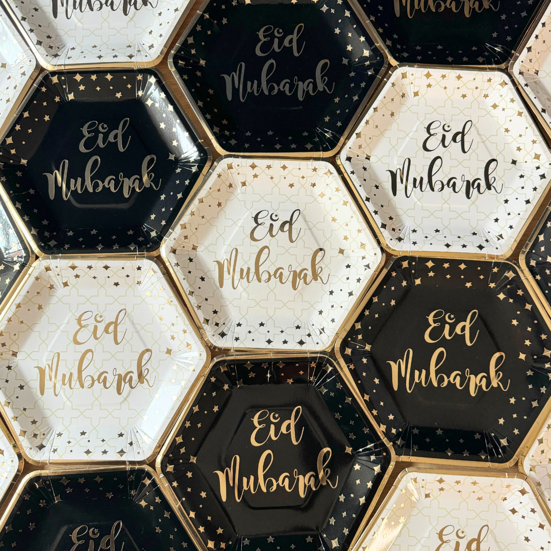Eid Mubarak Party Plates (10pk) - Cream & Gold