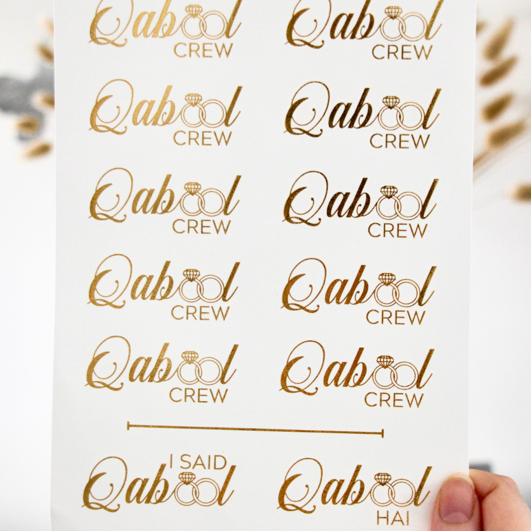 Qabool Crew & Qabool Hai Tattoo Sheet - Gold