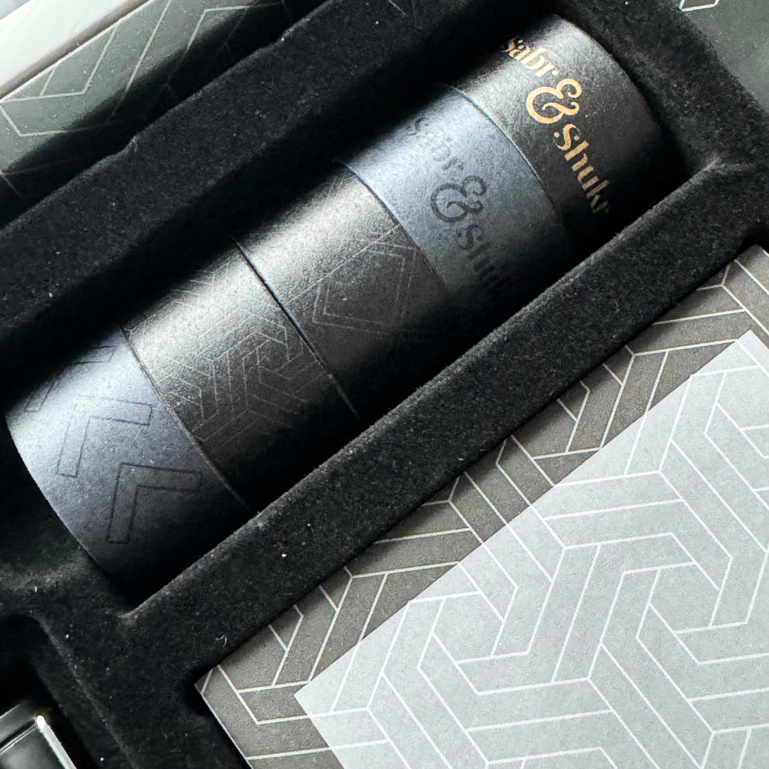 Sabr & Shukr Stationery Gift Set (Geometric) - Black & Gold Foil