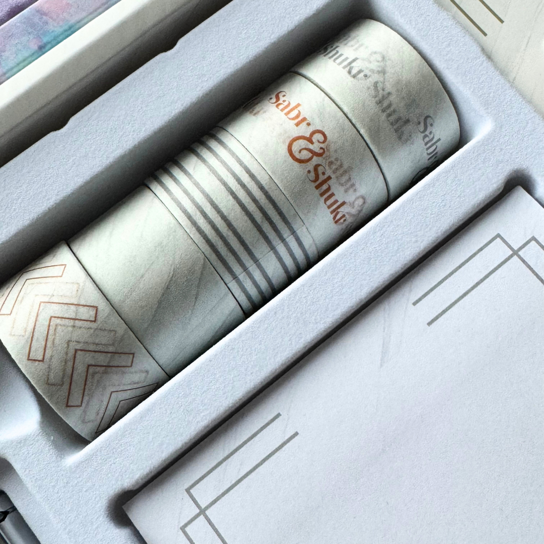Sabr & Shukr Stationery Gift Set (Marble) - White & Rose Gold Foil
