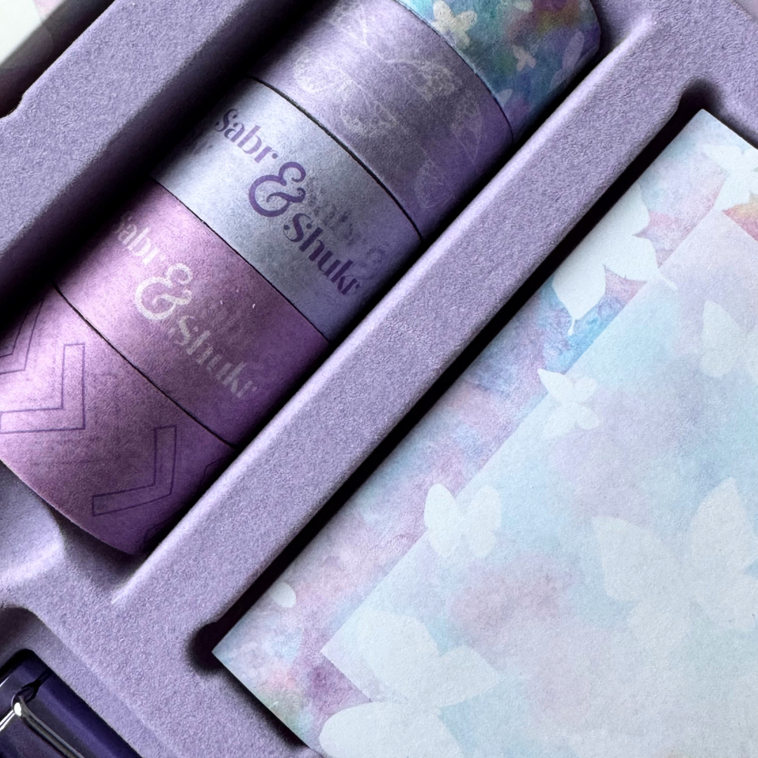 Sabr & Shukr Stationery Gift Set (Butterfly) - Pastel & Purple Foil