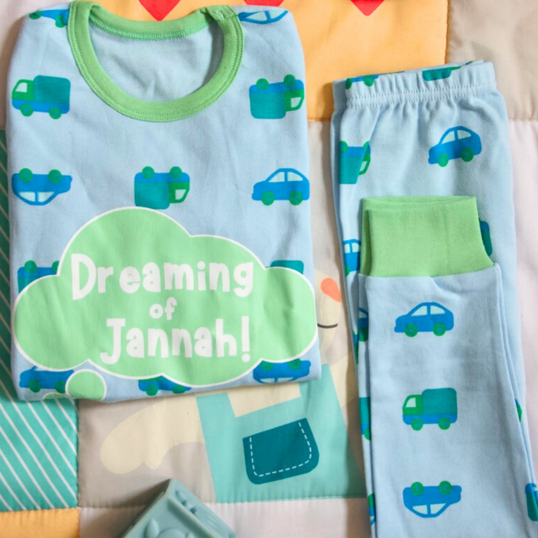 Dreaming of Jannah Kids Pyjamas - Blue & Green (6-7yrs)