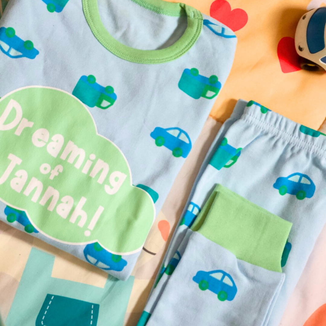 Dreaming of Jannah Kids Pyjamas - Blue & Green (1-2yrs)