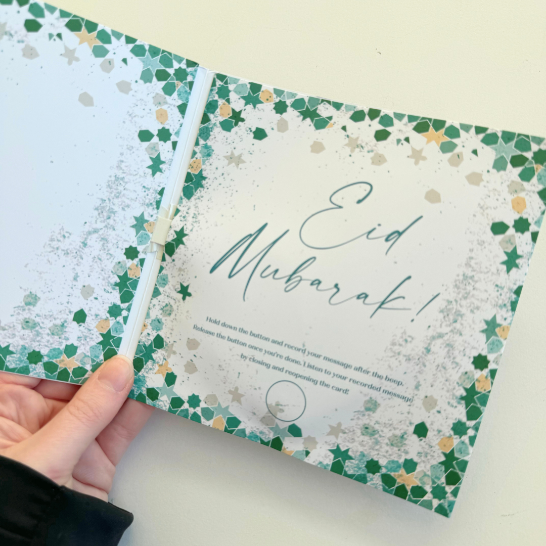 Record Your Own Eid Message Greeting Card - Green
