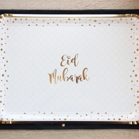 Eid Mubarak Serving Trays (3pk) - Cream & Gold
