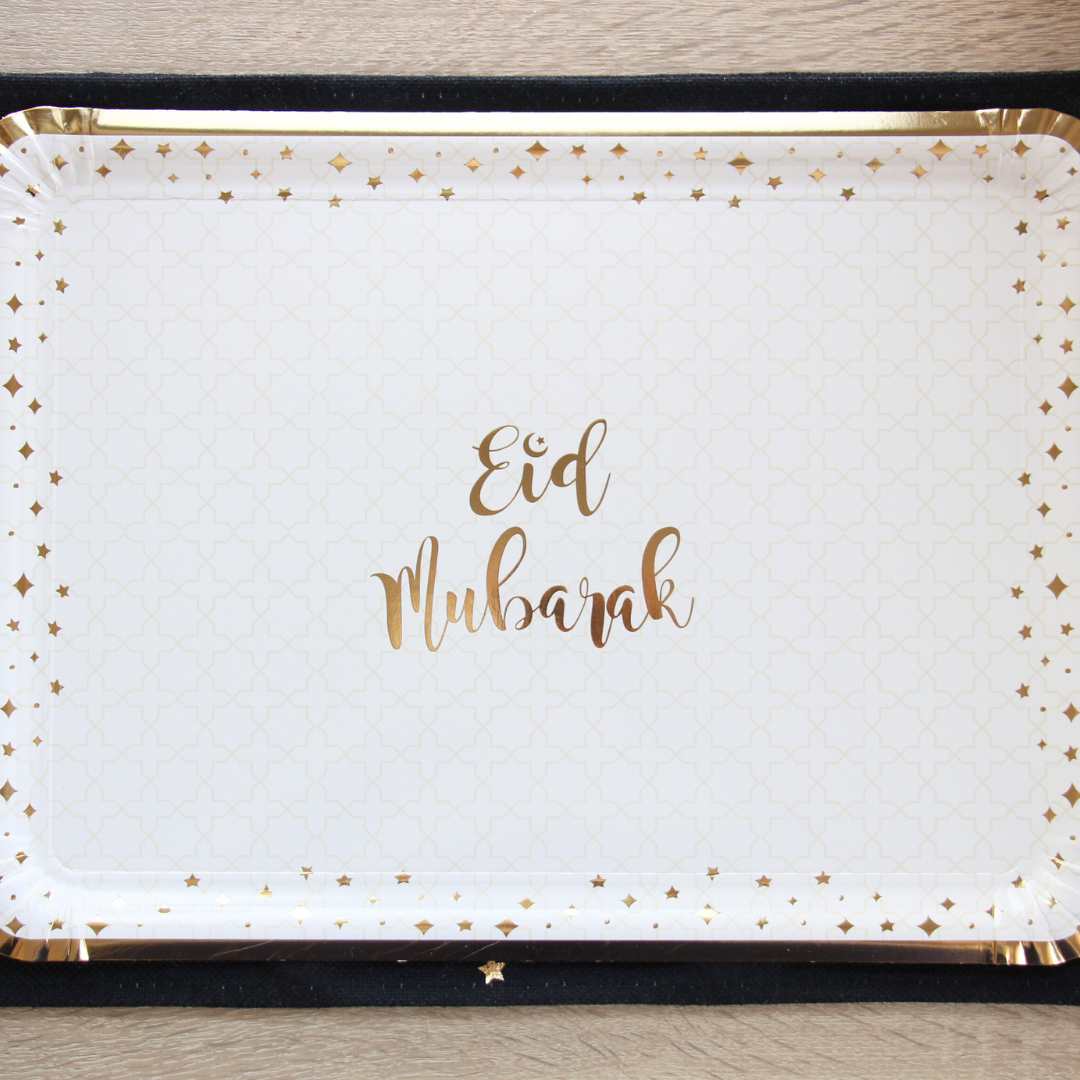 Eid Mubarak Serving Trays (3pk) - Cream & Gold