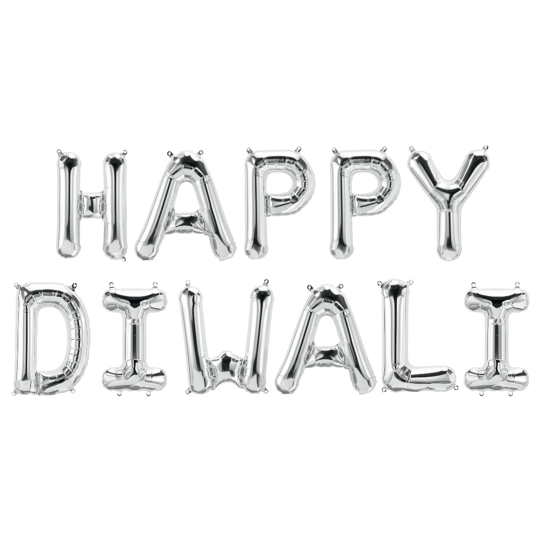 Happy Diwali Foil Balloons - Silver