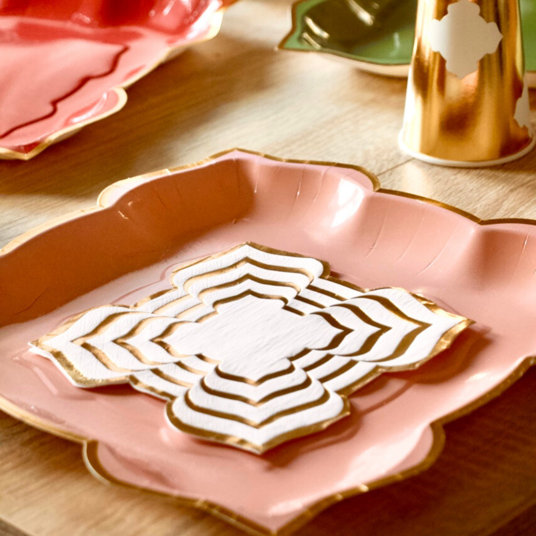 Lotus Large Party Plates (10pk) - Coral (Peach)
