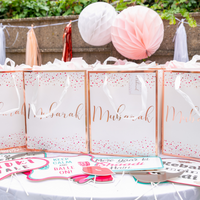 Mubarak Confetti Gift Bag - White & Rose Gold