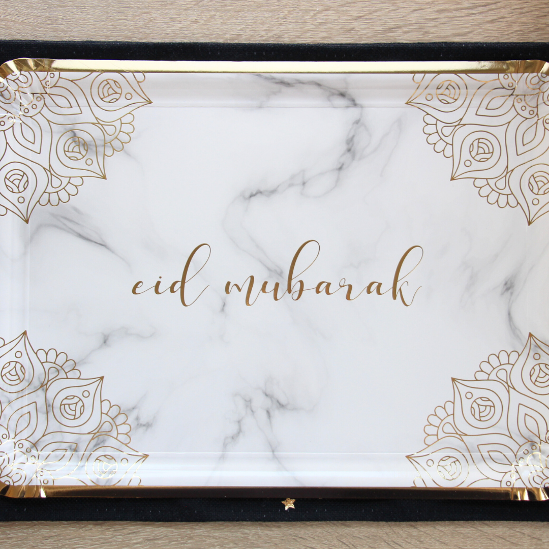 Eid Mubarak Serving Trays (3pk) - Marble & Gold