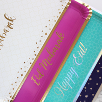 Eid Mubarak Serving Trays (3pk) - Teal & Iridescent