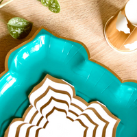 Lotus Large Party Plates (10pk) - Turquoise (Teal)