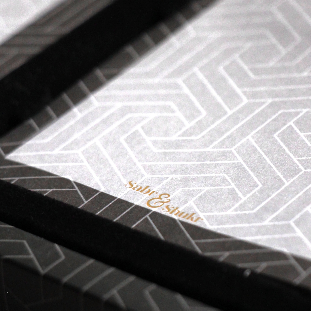 Sabr & Shukr Stationery Gift Set (Geometric) - Black & Gold Foil