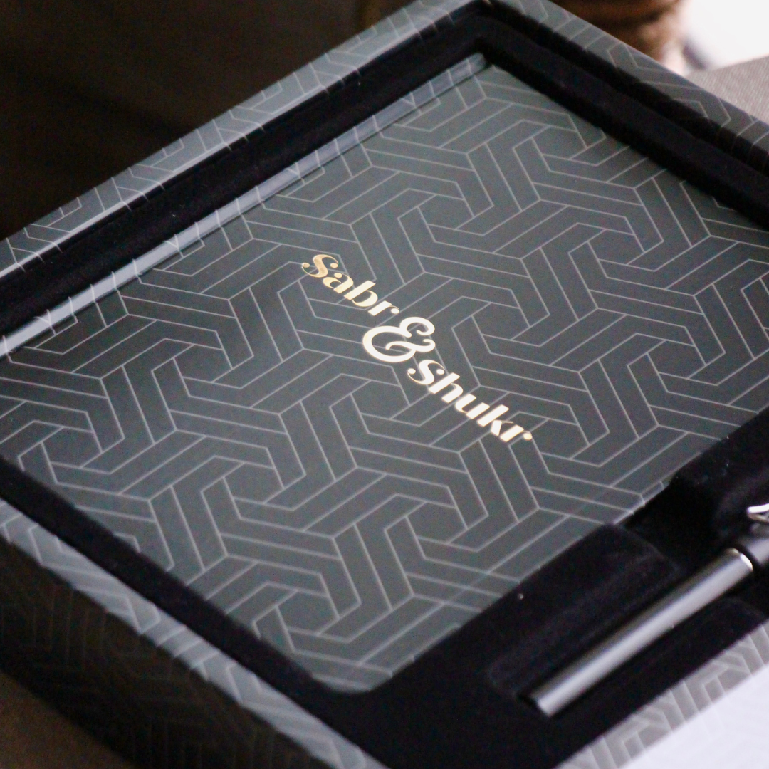 Sabr & Shukr Stationery Gift Set (Geometric) - Black & Gold Foil