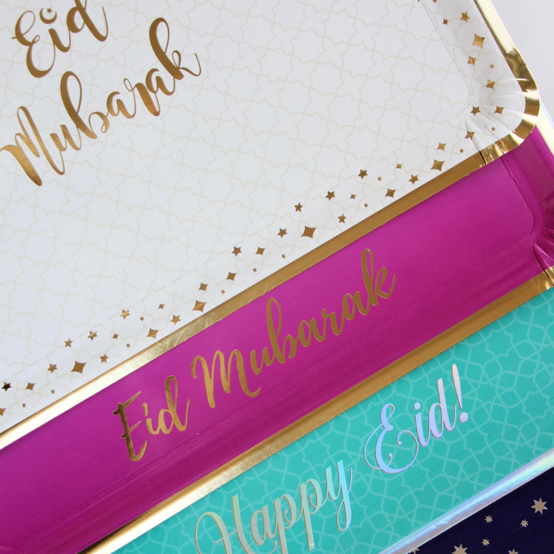 Eid Mubarak Serving Trays (3pk) - Purple & Gold