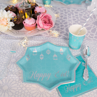 Happy Eid Party Plates (10pk) - Teal & Iridescent