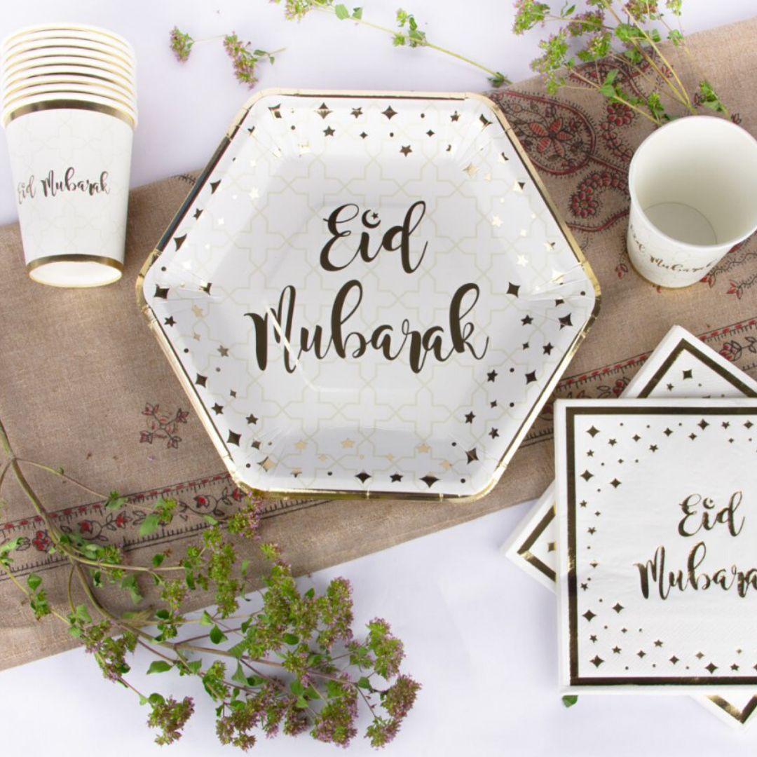 Eid Mubarak Cups (10pk) - Cream & Gold