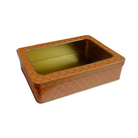 Moroccan Gift Tin Box with Window Lid - Amber