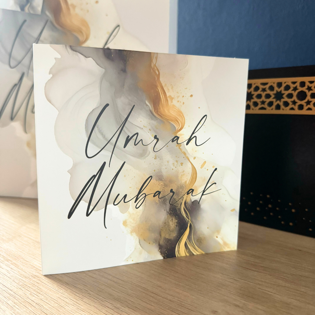 Umrah Mubarak Greeting Card - Cream & Black