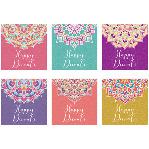Diwali Bright Mandala Greeting Cards - 6 pack