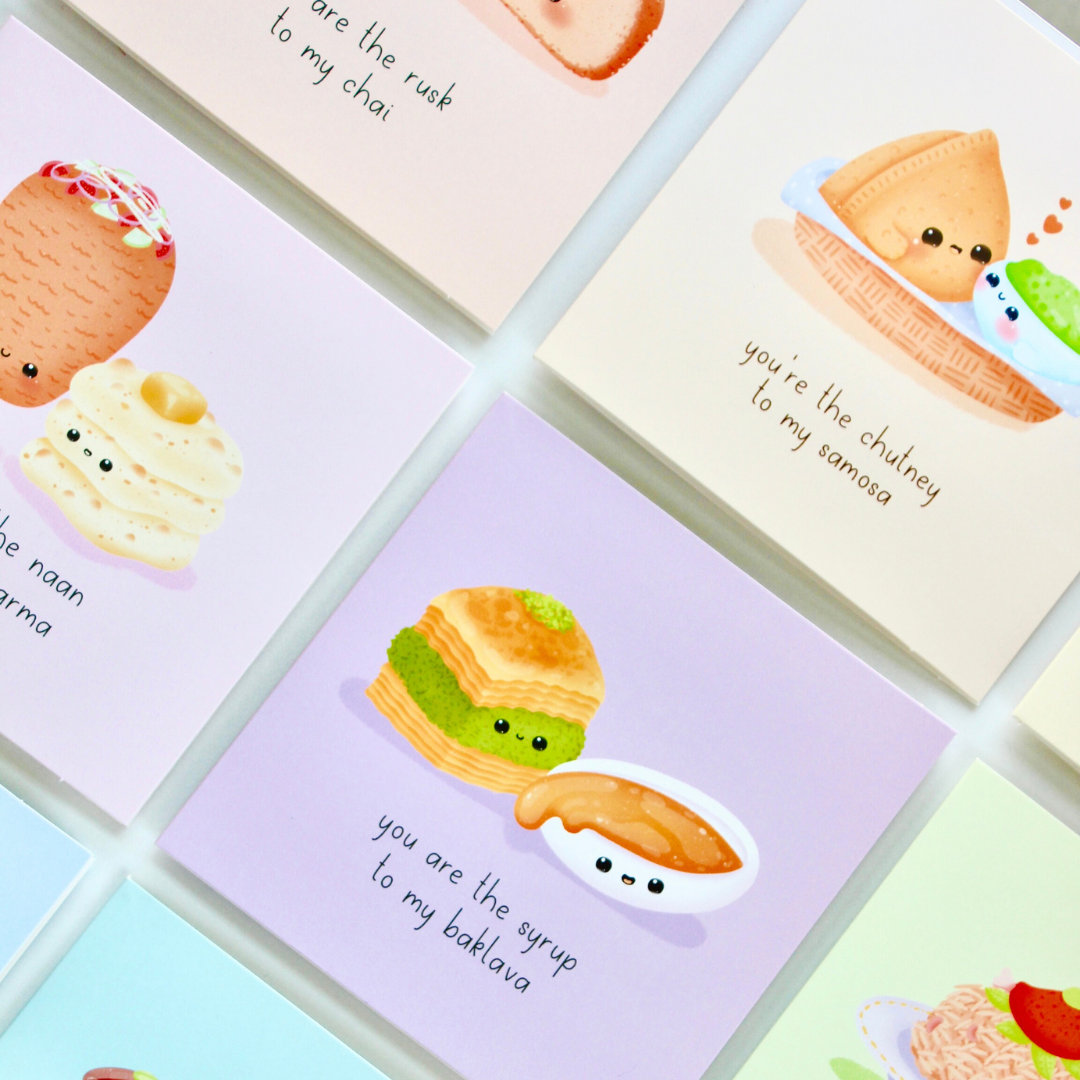 Food Couples Greeting Card - Shawarma & Naan