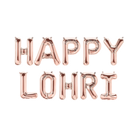 Happy Lohri Foil Balloons - Rose Gold
