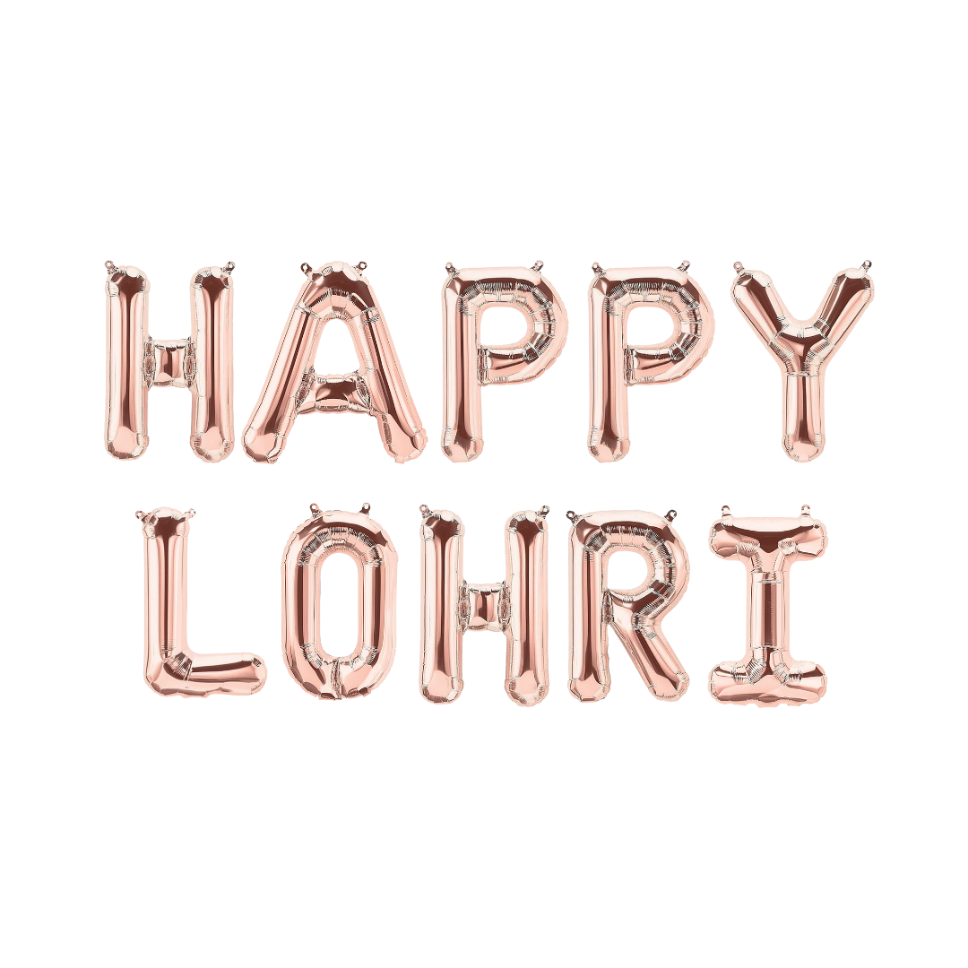 Happy Lohri Foil Balloons - Rose Gold