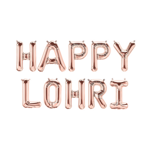 Happy Lohri Foil Balloons - Rose Gold