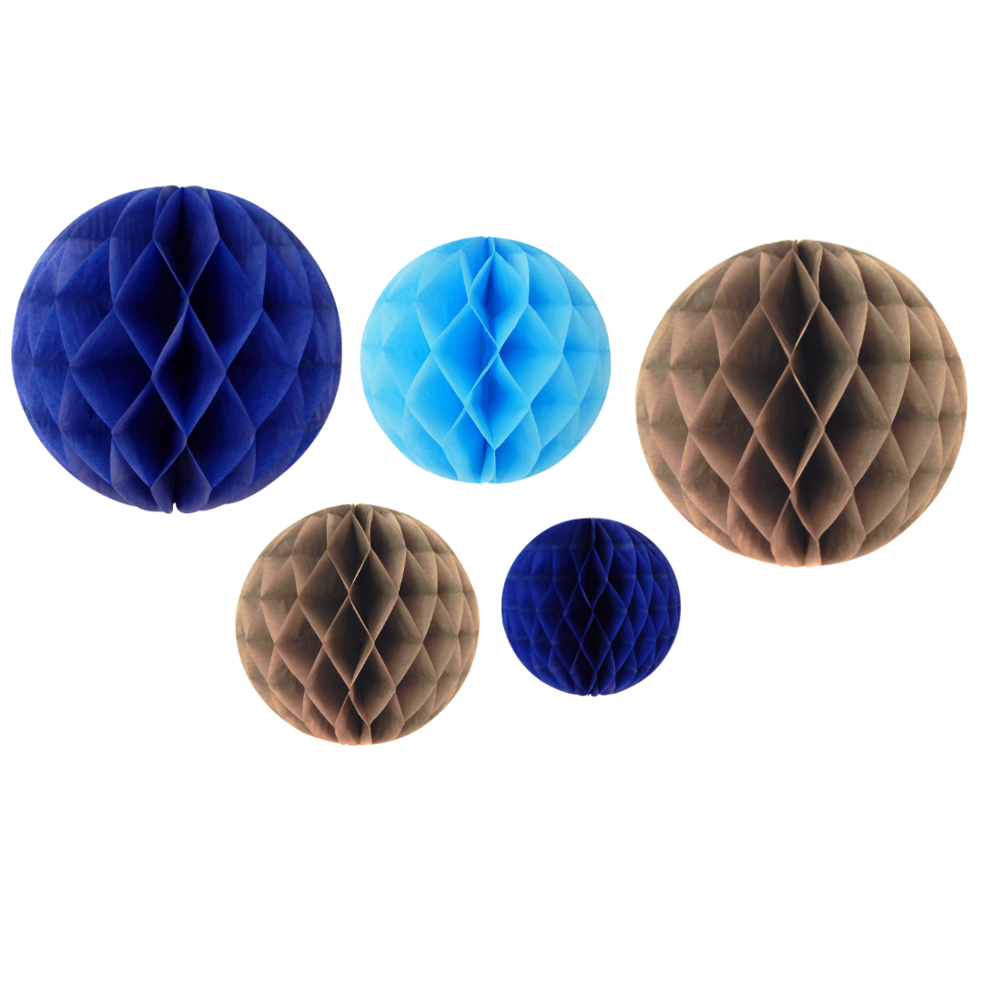 Honeycombs Ball Decorations (5pk) - Navy & Gray