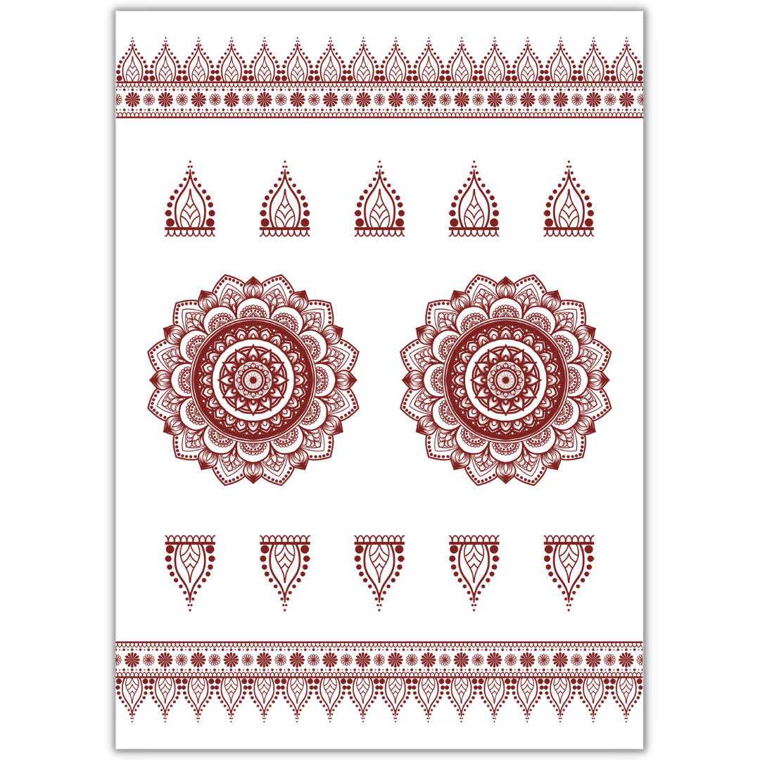 Henna Mehndi Tattoo Sheet - Paisley Mandala 2