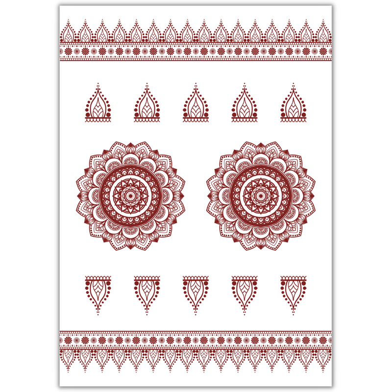 Henna Mehndi Tattoo Sheet - Paisley Mandala 2