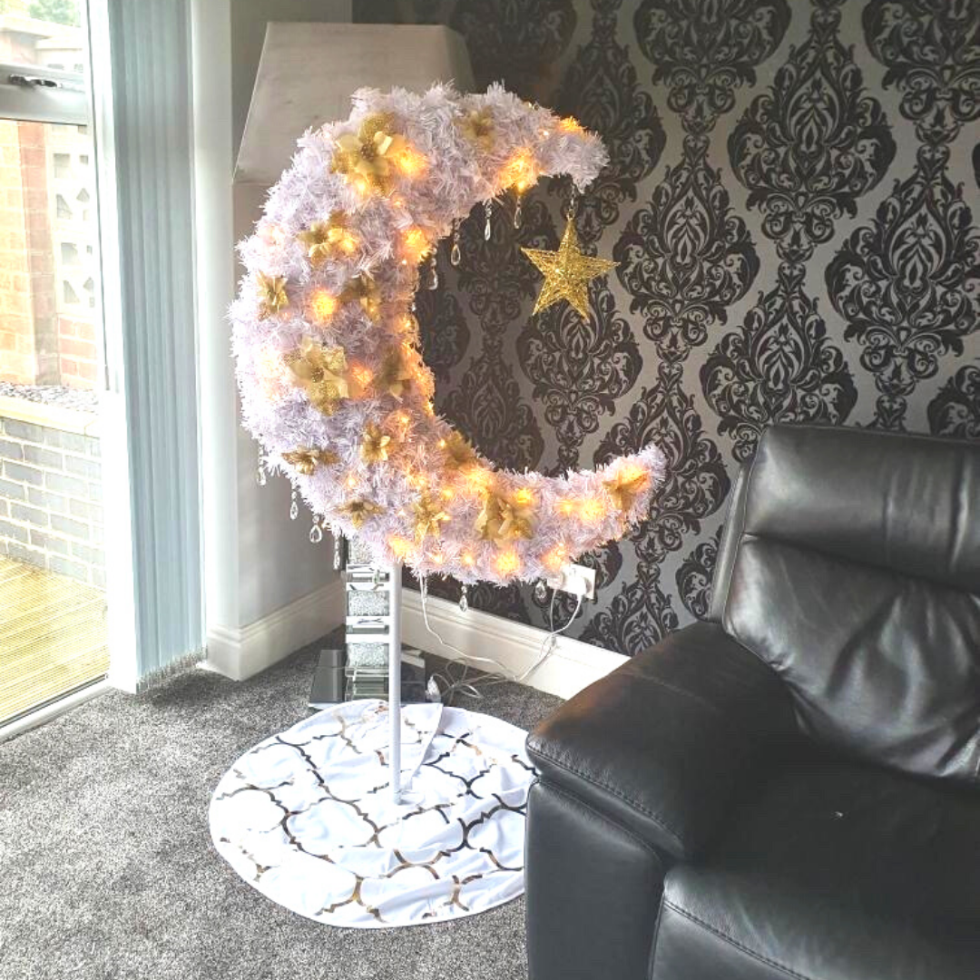 5ft Eid Moon Tree & LED lights - White