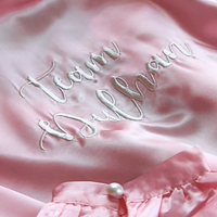 Team Dulhan Silk Robe (Full Length) - Pink & White